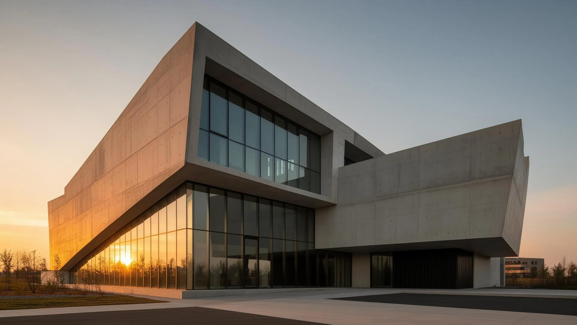 Modern architectural building at golden hour